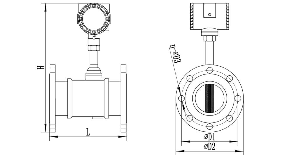Vortex flowmeter Standard type vortex flow meter flange vortex size